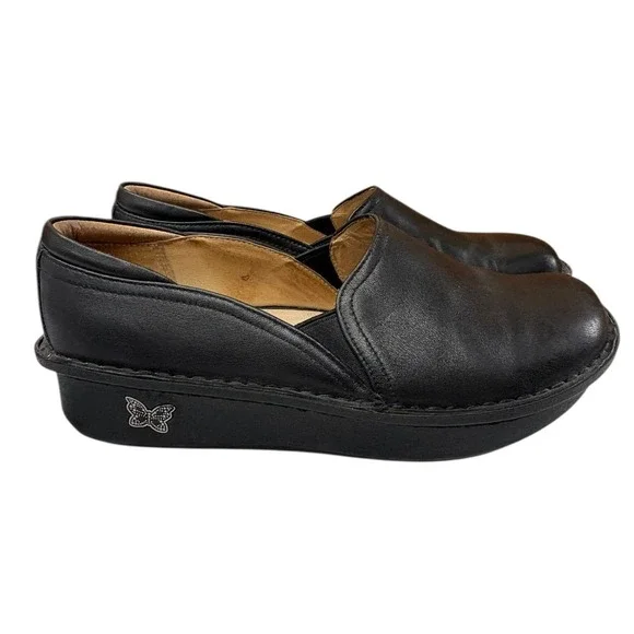 Alegria‎ Debra Black Leather Slip On Nursing Work Shoes Cushioned NonSlip 39 - Picture 2 of 11